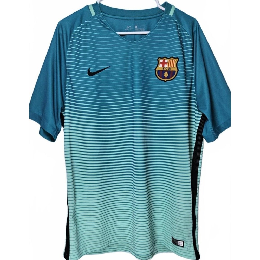 Nike FC Barcelona Soccer Jersey 2016-2017 Away Kit‎ XL Authentic Teal Ombre